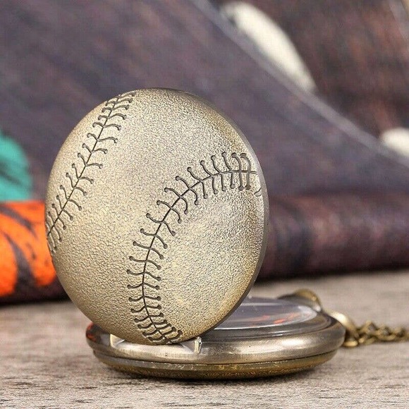 Baseball Pocket Watch NEW Sports Gift Ball Glove Player MVP Award Prize - Picture 3 of 5